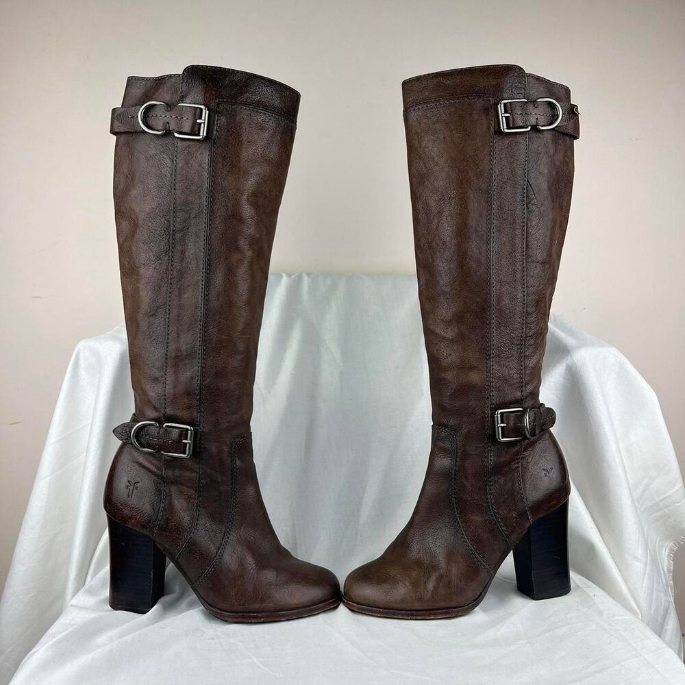 Frye Parker Brown Leather Knee High Boots Size 6.5